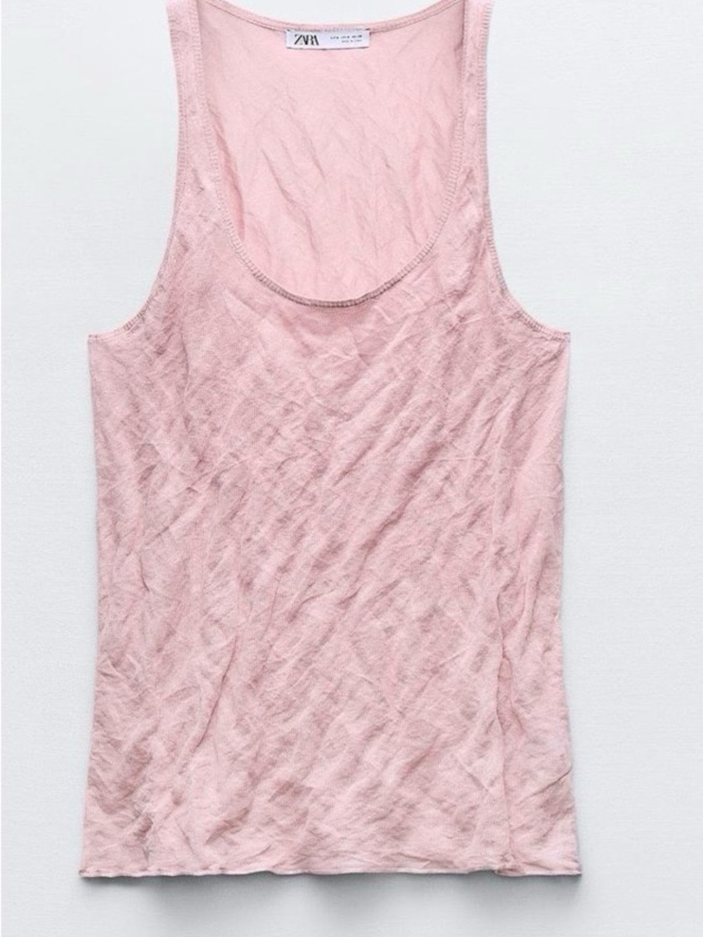 Zara Wrinkle Look Fine Knit Tank Top | Dusty Pink | Size M | NWT